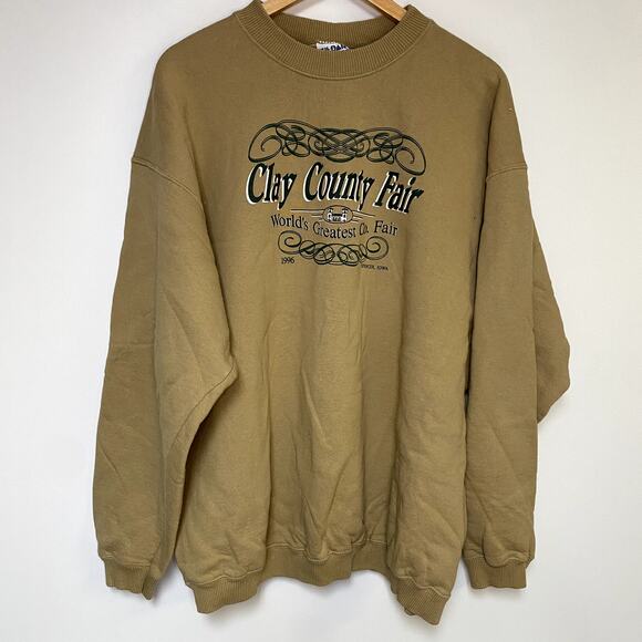 1996 Vintage Clay County Fair 90s Spencer Iowa Sweater Brown - Picture 1 of 2